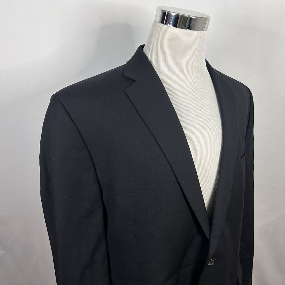 LRL Ralph Lauren 46R Sport Coat 100% Wool All Black Two Button Lined Vented